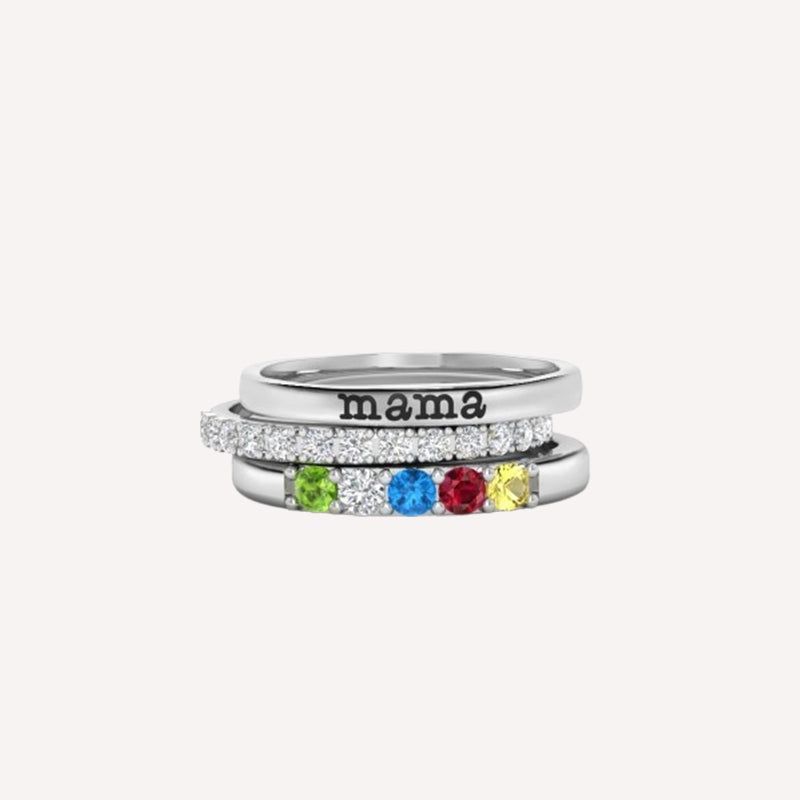 Grandmother Rings with Birthstones for Grandchildren