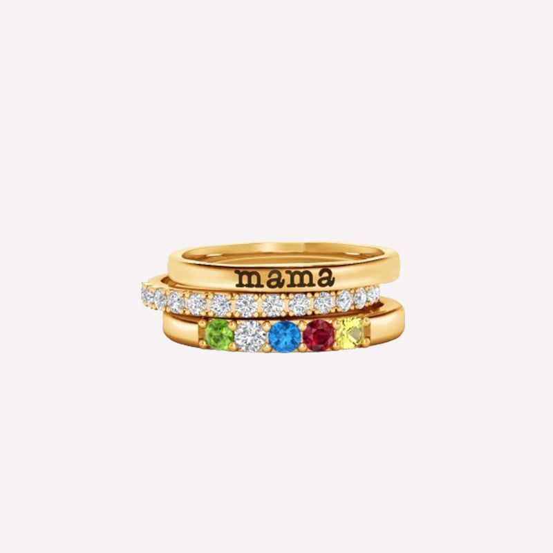 Grandmother Rings with Birthstones for Grandchildren