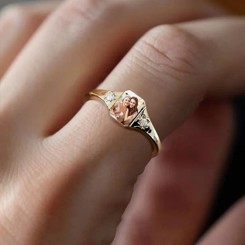 Personalized Upload Photo & Birthstone Ring