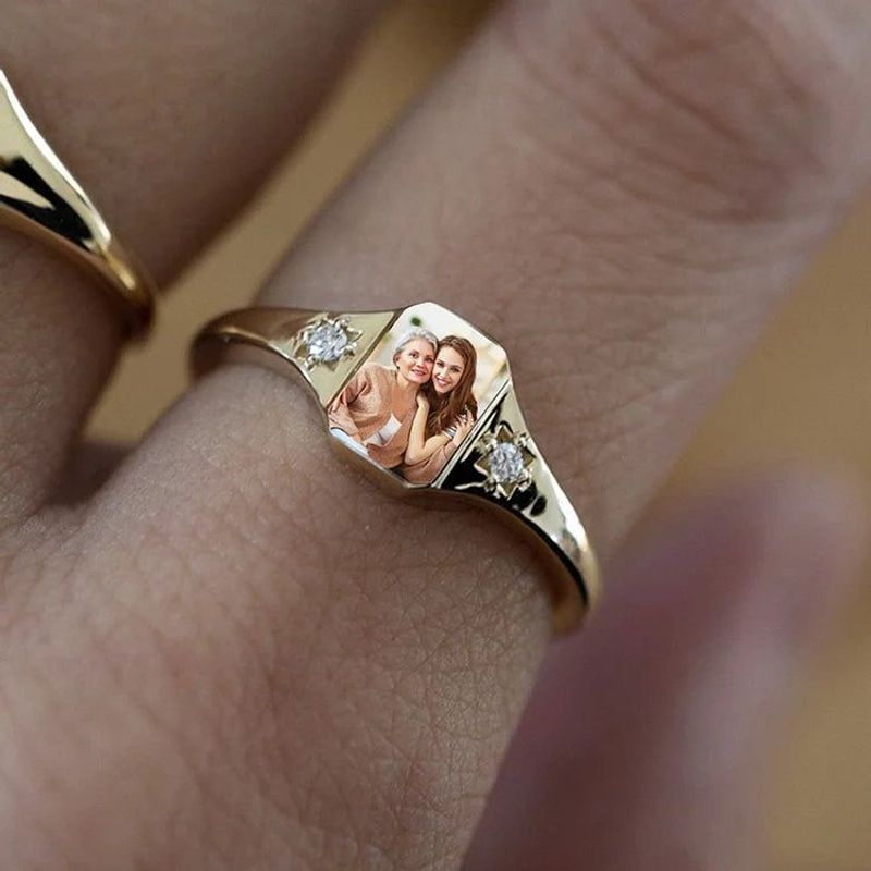 Personalized Upload Photo & Birthstone Ring