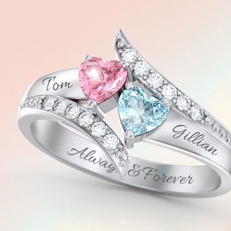 I Love You Forever - Personalized Promise Birthstones Ring