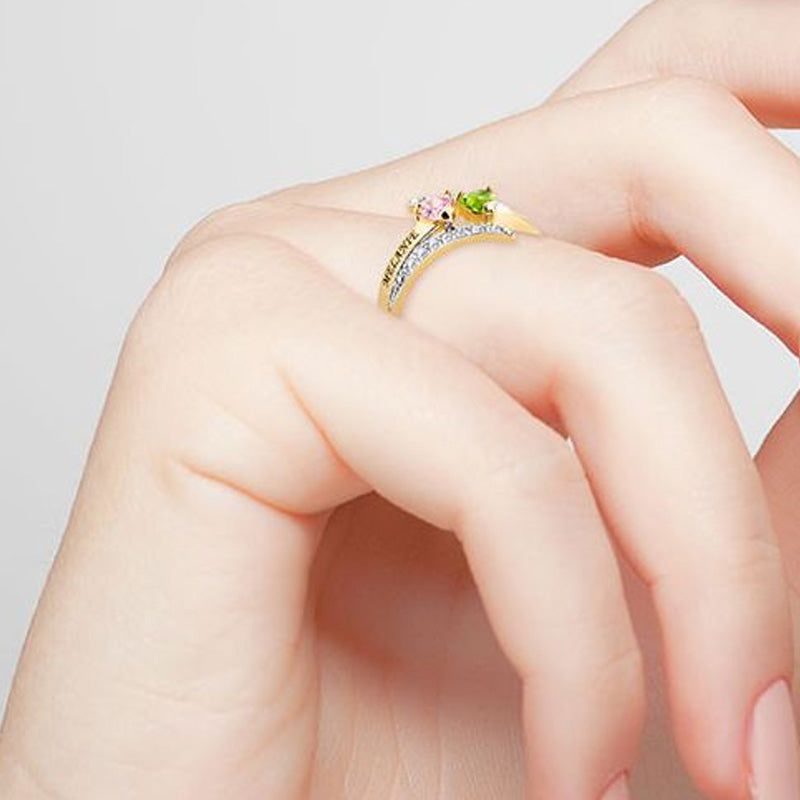 I Love You Forever - Personalized Promise Birthstones Ring