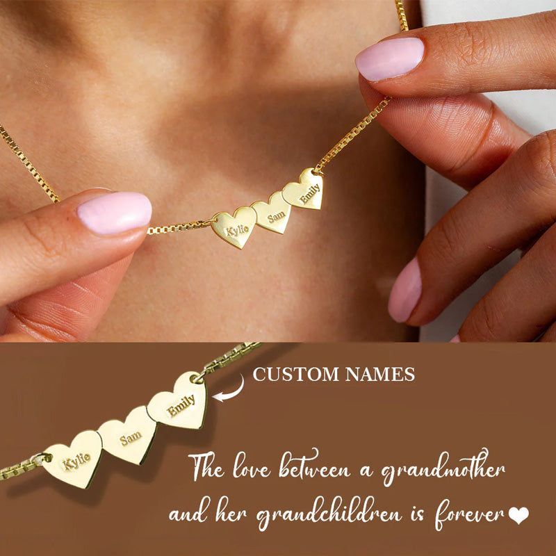 Personalized Heart-Shaped Name Necklace - For Mom Grandma