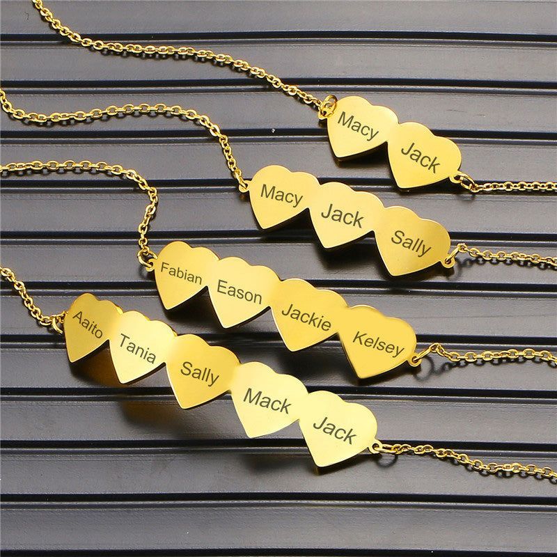 Personalized Heart-Shaped Name Necklace - For Mom Grandma