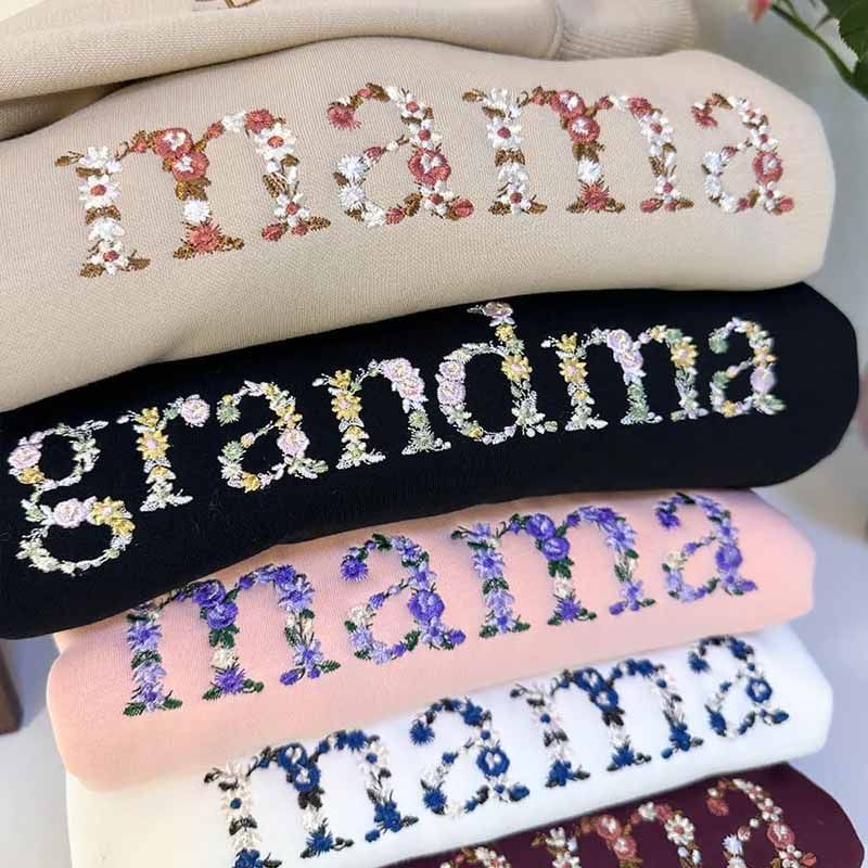 🌸 Everbloom - Embroidered Floral Mama Sweatshirt for Mom & Grandma