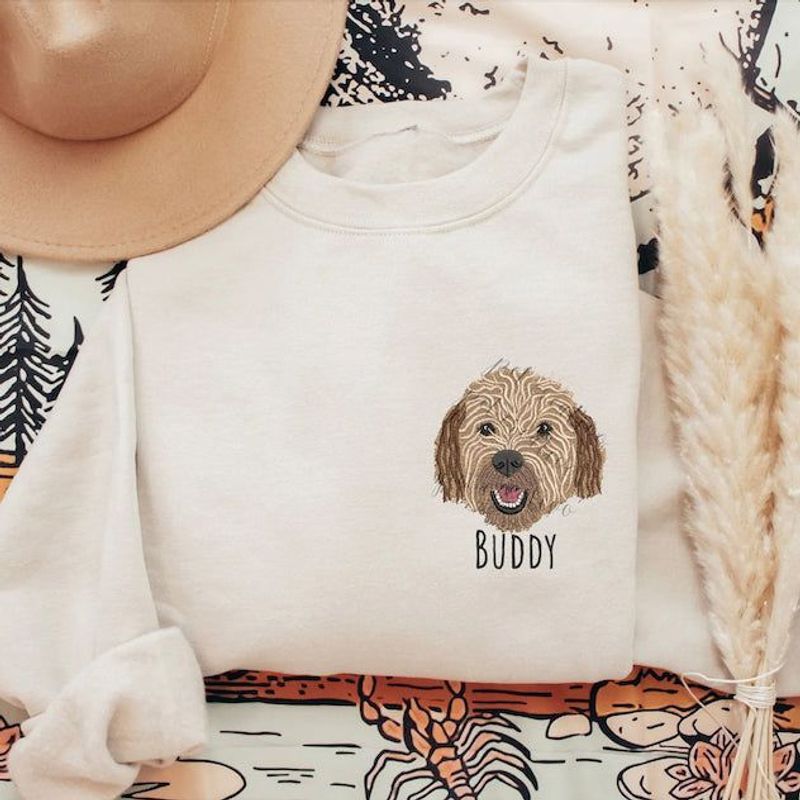 Personalized Pet Face and Name Embroidered Sweatshirt Hoodie