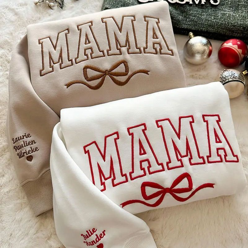 Custom Bow College Mama Embroidered Sweatshirt