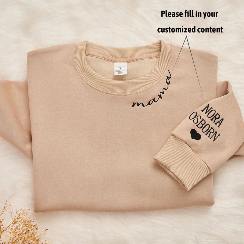 Personalized Mom Embroidered Sweatshirt Hoodie
