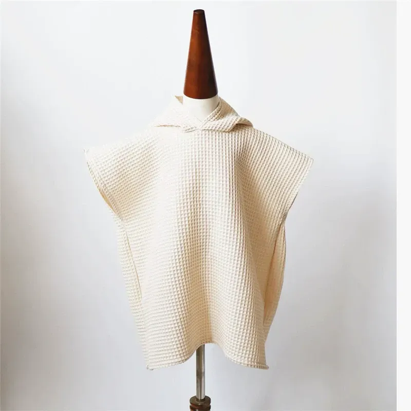 Personalized Embroidery Kids Waffle Bathrobe Cape - Suitable For Children Aged 2-7