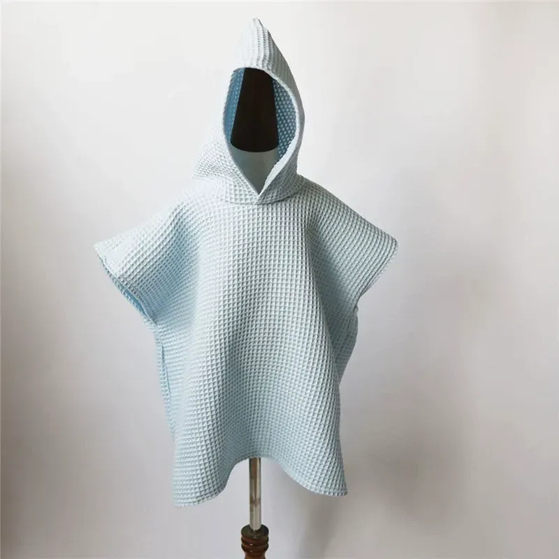 Personalized Embroidery Kids Waffle Bathrobe Cape - Suitable For Children Aged 2-7