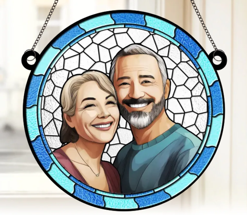 Custom Personalized Window Sun Catcher Decoration - Anniversary Gift for Husband and Wife