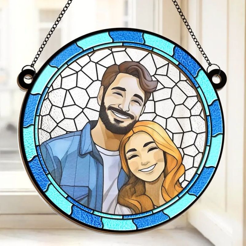 Custom Personalized Window Sun Catcher Decoration - Anniversary Gift for Husband and Wife