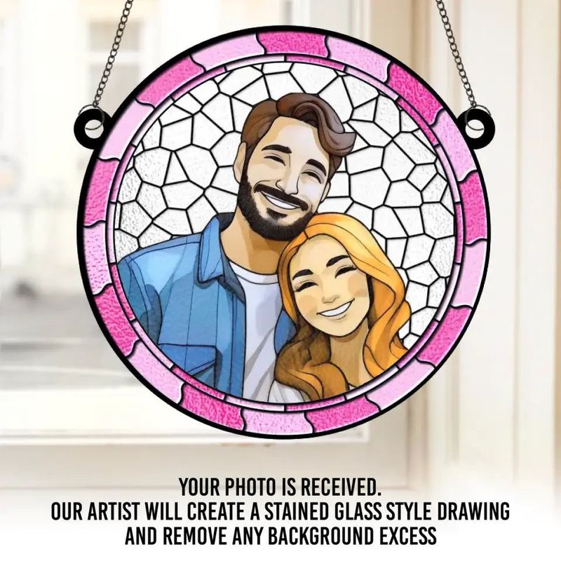 Custom Personalized Window Sun Catcher Decoration - Anniversary Gift for Husband and Wife