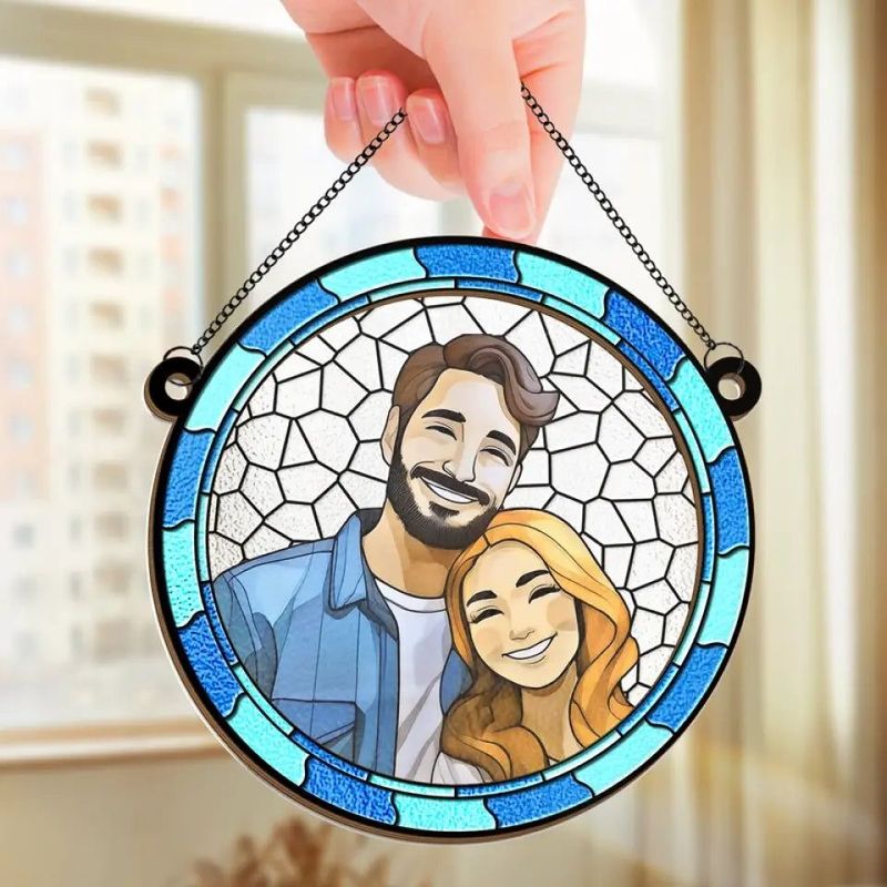 Custom Personalized Window Sun Catcher Decoration - Anniversary Gift for Husband and Wife