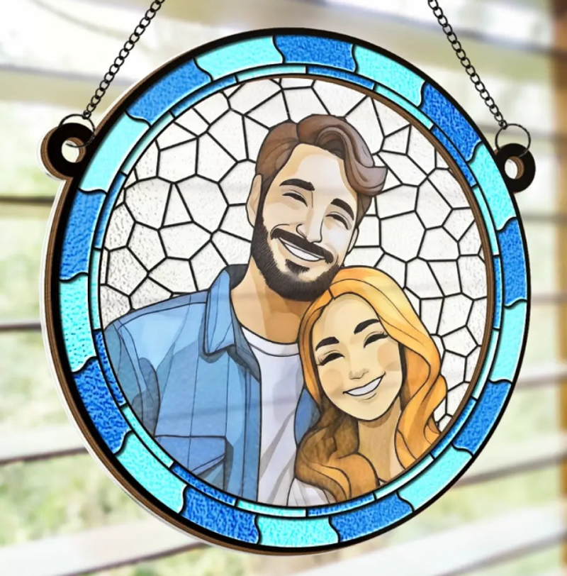 Custom Personalized Window Sun Catcher Decoration - Anniversary Gift for Husband and Wife