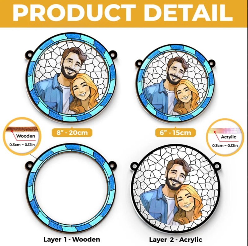 Custom Personalized Window Sun Catcher Decoration - Anniversary Gift for Husband and Wife