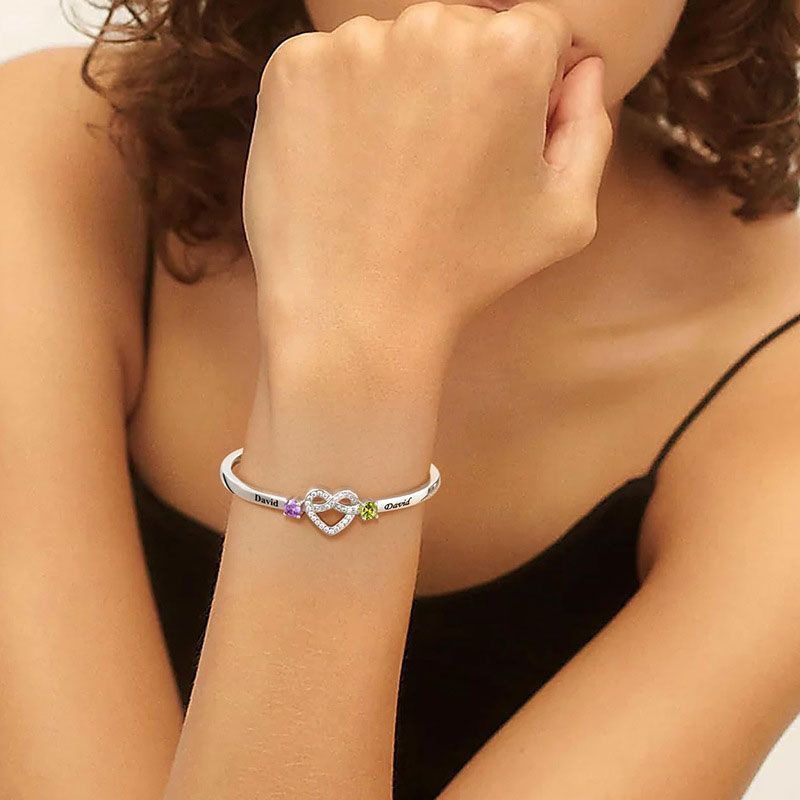 Custom Couple Birthstone Bracelet - Together Forever - Universal size