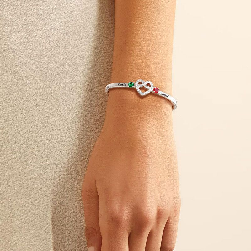 Custom Couple Birthstone Bracelet - Together Forever - Universal size