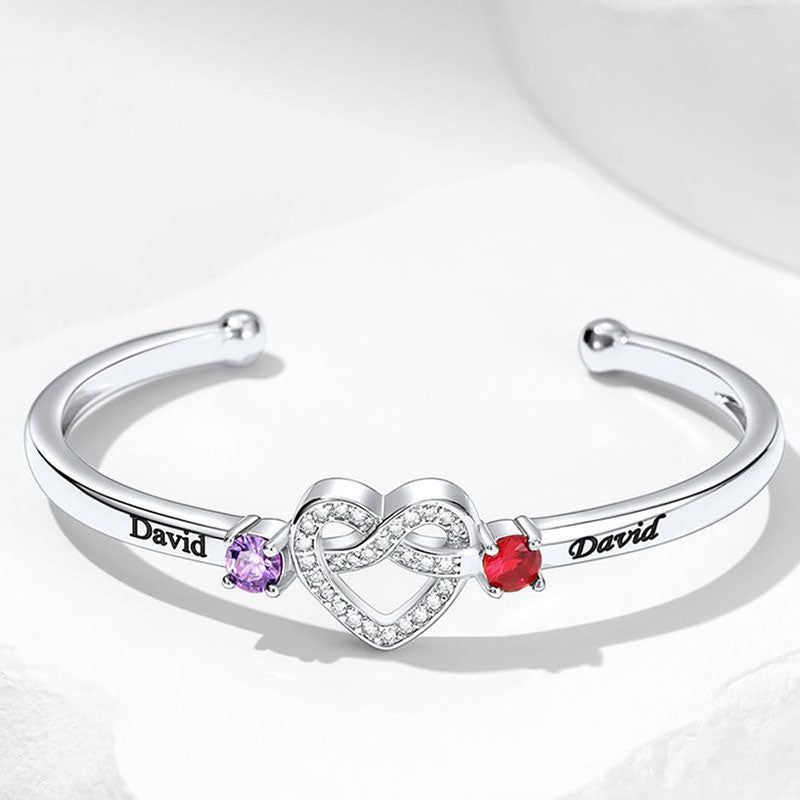 Custom Couple Birthstone Bracelet - Together Forever - Universal size