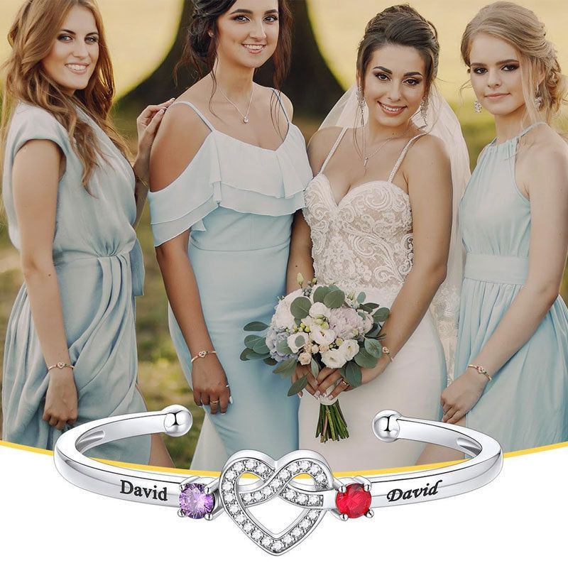 Custom Couple Birthstone Bracelet - Together Forever - Universal size