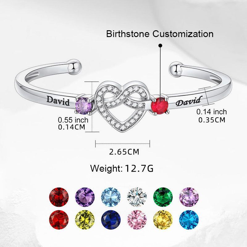 Custom Couple Birthstone Bracelet - Together Forever - Universal size