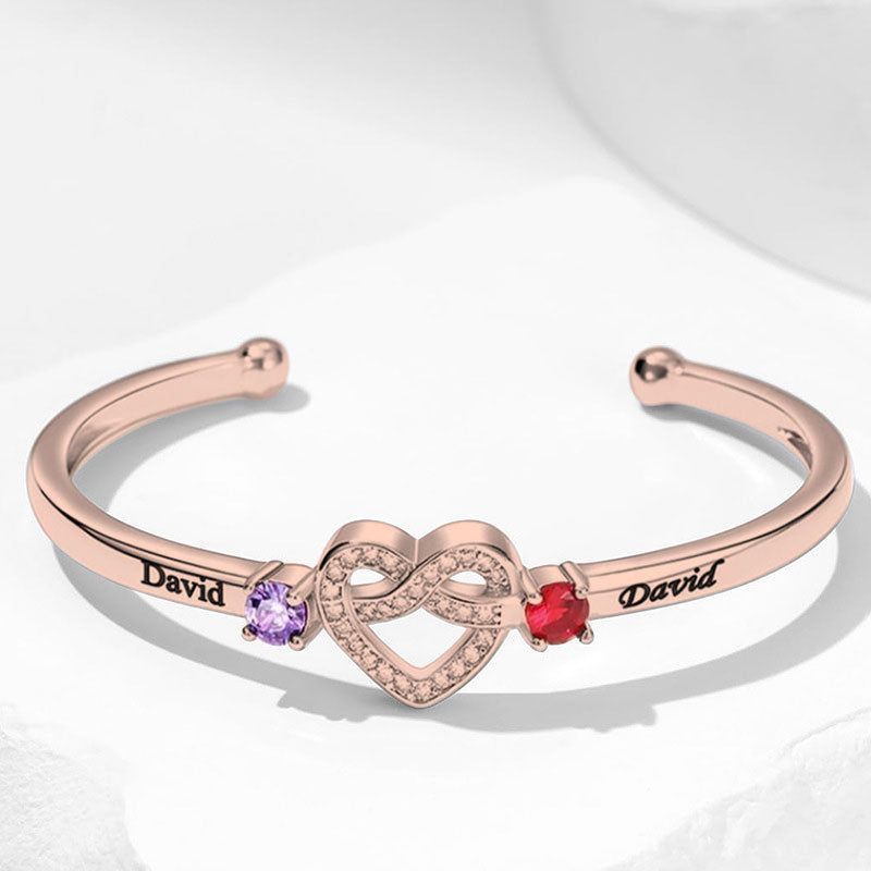 Custom Couple Birthstone Bracelet - Together Forever - Universal size