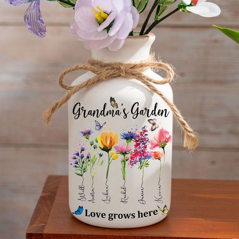 Custom Grandma Garden Nativity Vase for Mother's Day Gift