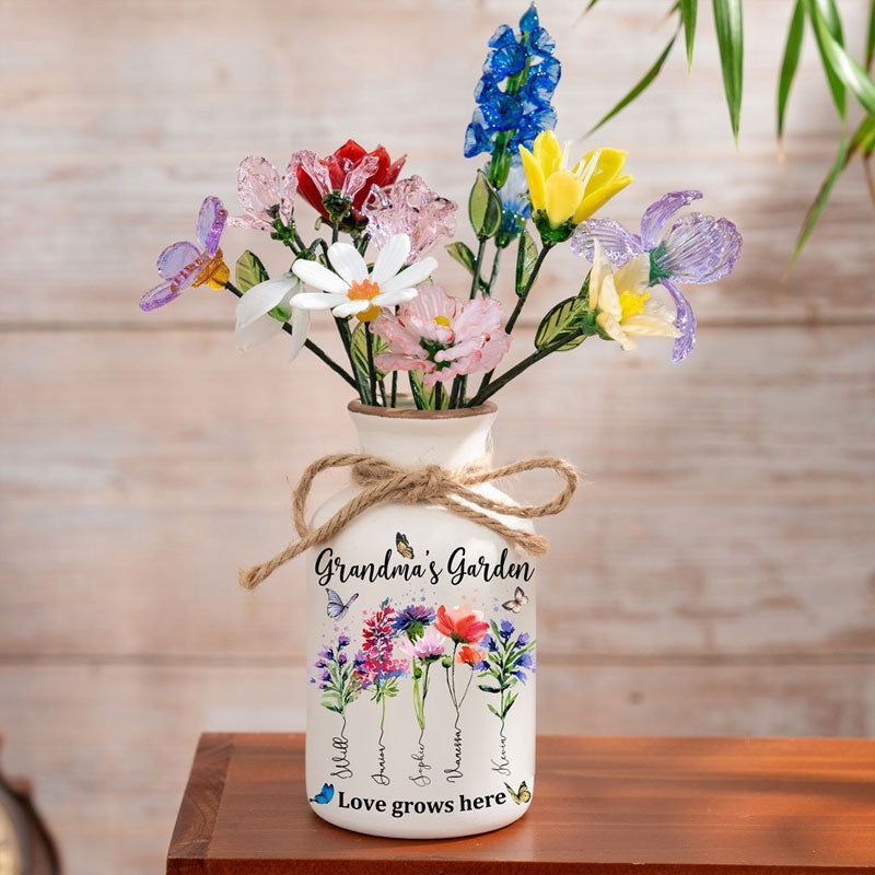 Custom Grandma Garden Nativity Vase for Mother's Day Gift