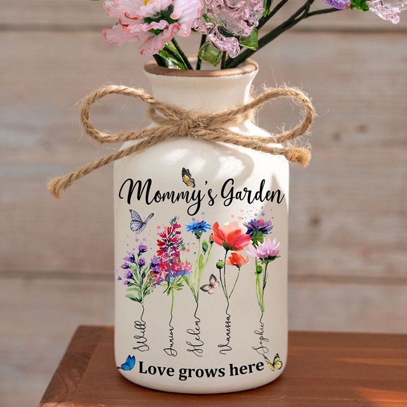 Custom Grandma Garden Nativity Vase for Mother's Day Gift