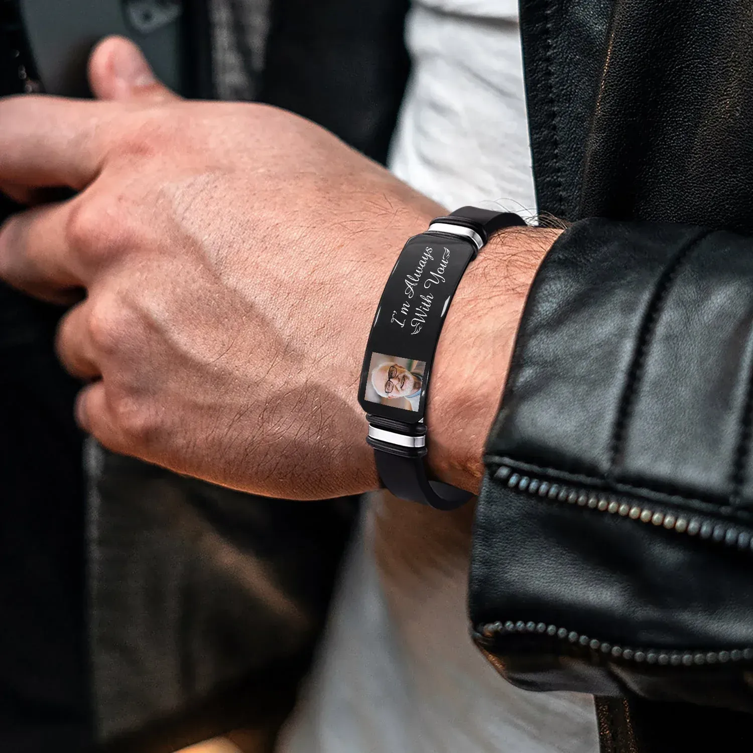 Custom Photo Always With You - Memorial Personalized Custom Bracelet - Sympathy Gift For Family Members