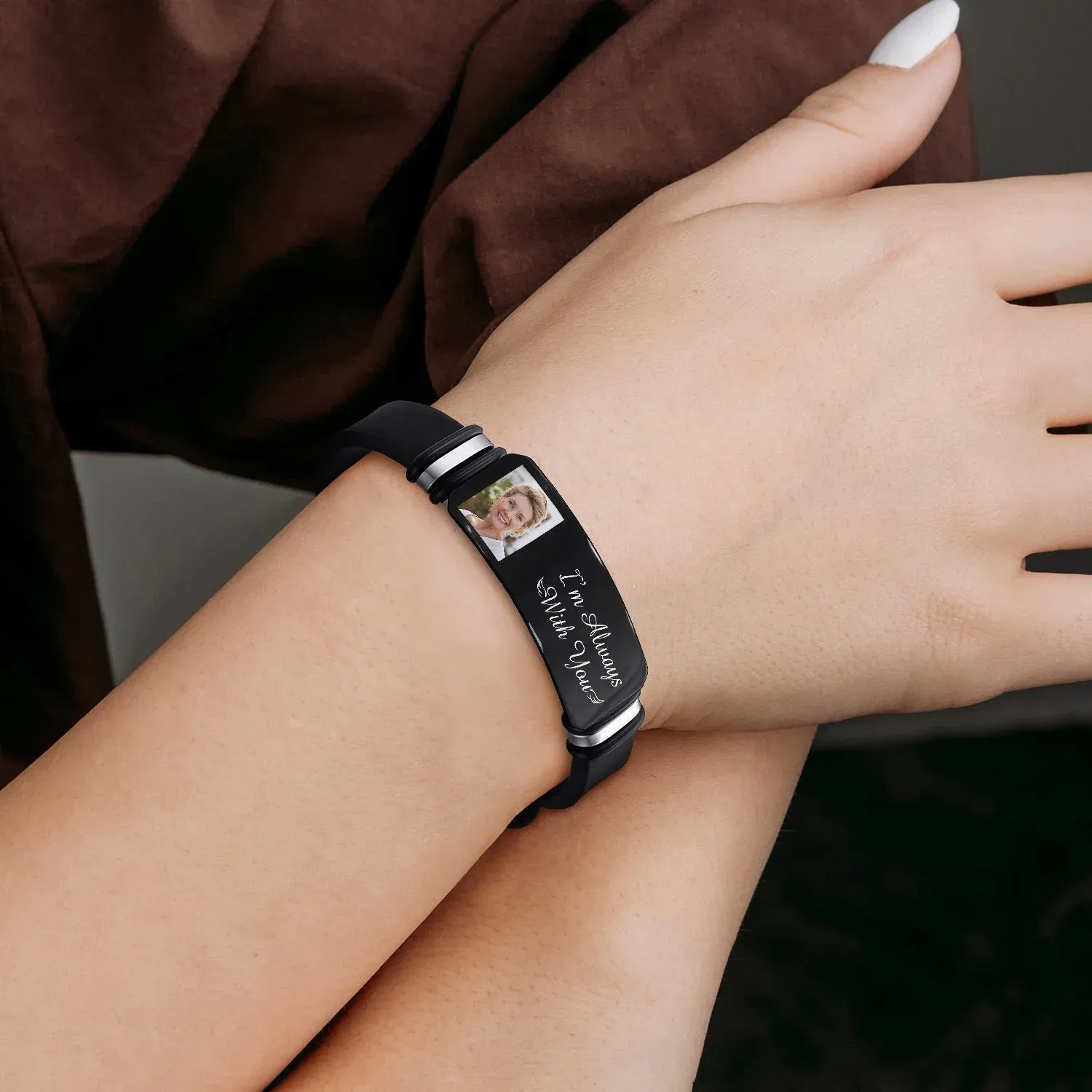 Custom Photo Always With You - Memorial Personalized Custom Bracelet - Sympathy Gift For Family Members