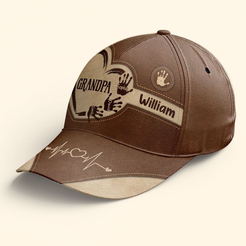 Grandpa Dad Kids Handprints - Personalized Classic Cap