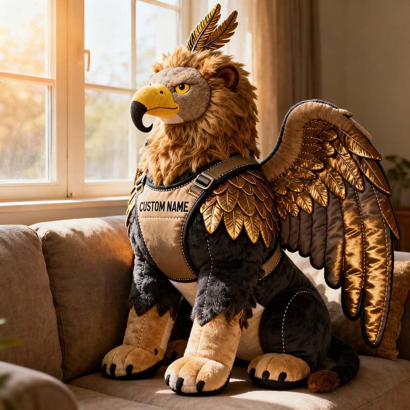 Royal Sky Griffin – Custom Golden Winged Guardian Plush