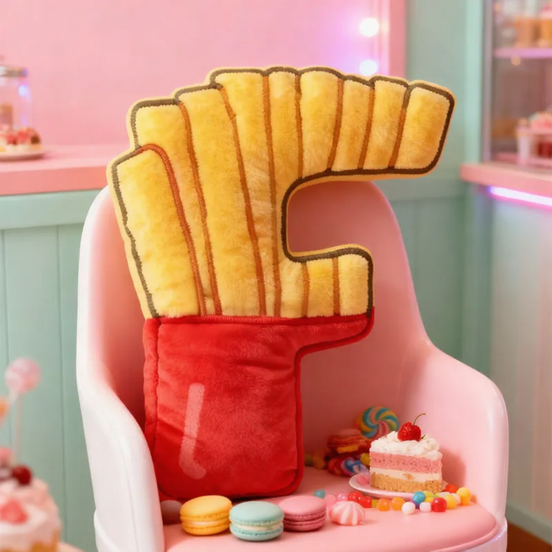 Personalized Crispy Letter Fry Initial Pillow Graphic 3D Print Pillow with Name for Baker Loving Room Decor