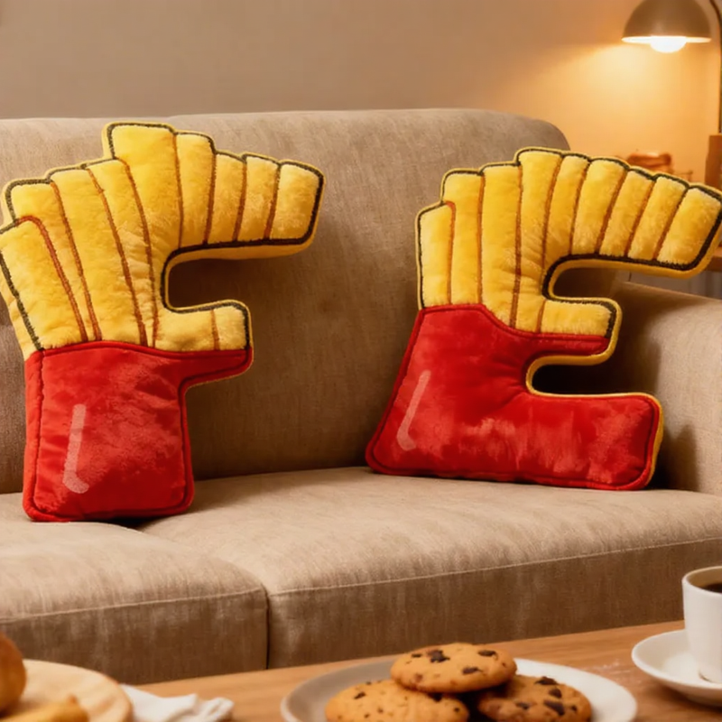 Personalized Crispy Letter Fry Initial Pillow Graphic 3D Print Pillow with Name for Baker Loving Room Decor