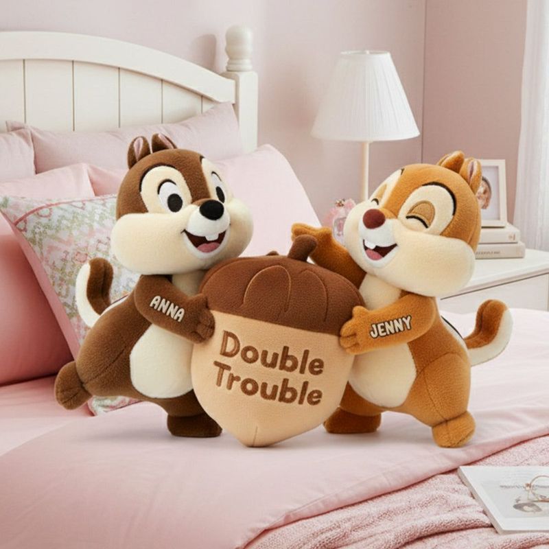 Funny Squirrel Friends Personalized Gifts For Bestie Pillow Double Trouble 06natn201125