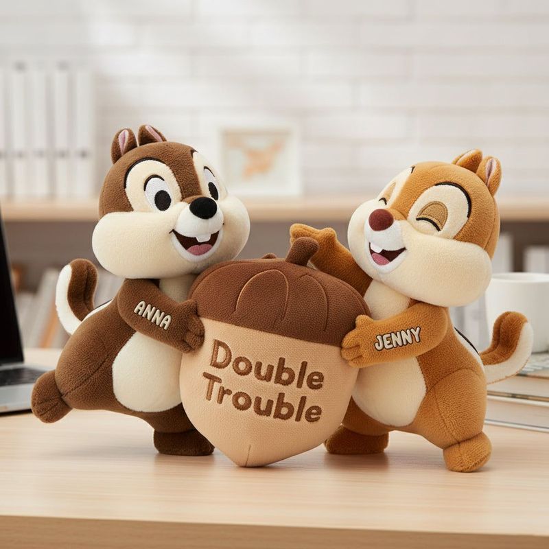 Funny Squirrel Friends Personalized Gifts For Bestie Pillow Double Trouble 06natn201125