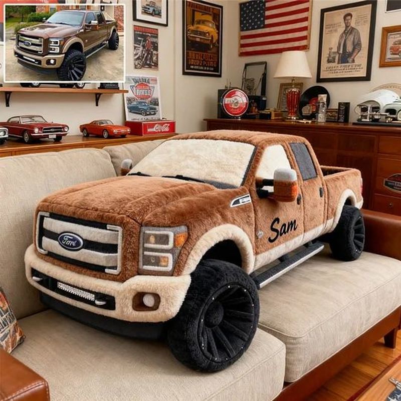 Custom Pickup Truck Photo Pillow – Personalized Cushion for Truck Lovers