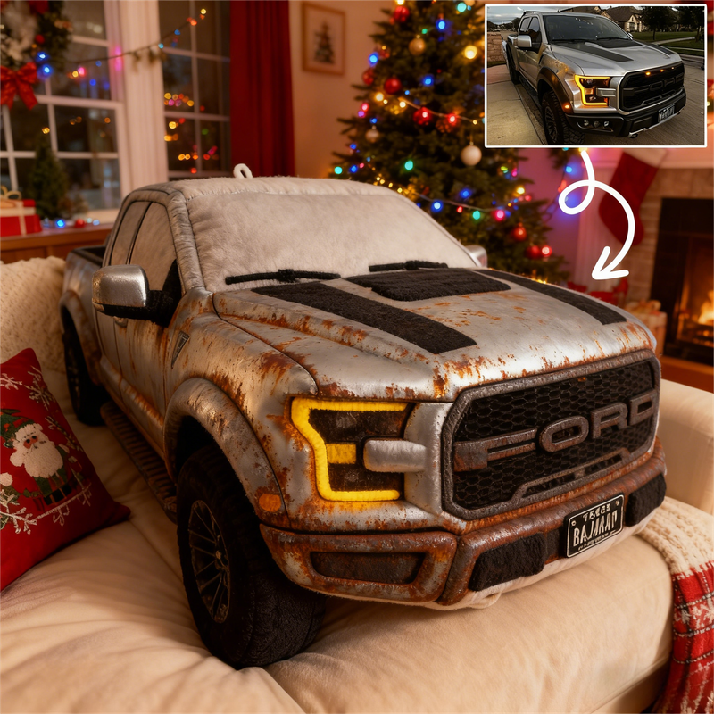 Custom Rusty Car Photo Cushion – Personalized Vintage Auto Pillow for Classic Car Fans