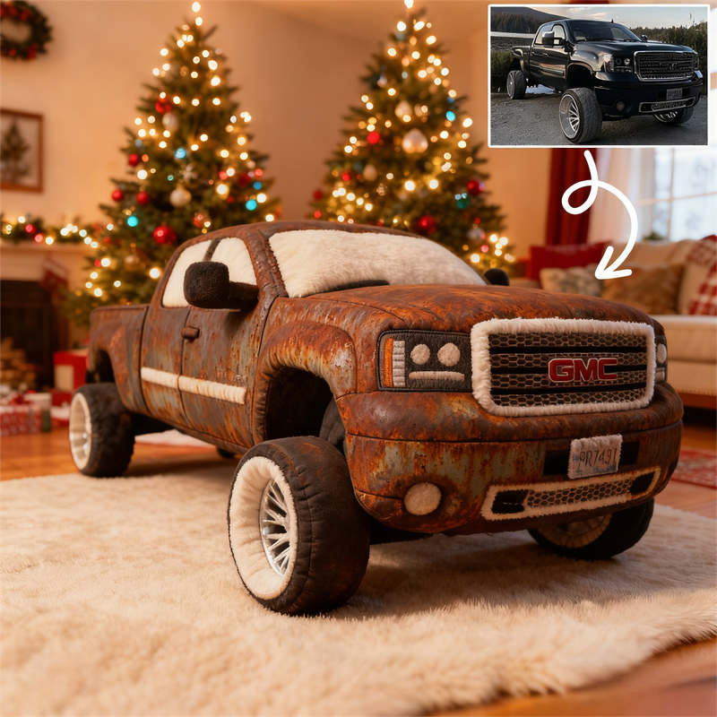 Custom Rusty Car Photo Cushion – Personalized Vintage Auto Pillow for Classic Car Fans