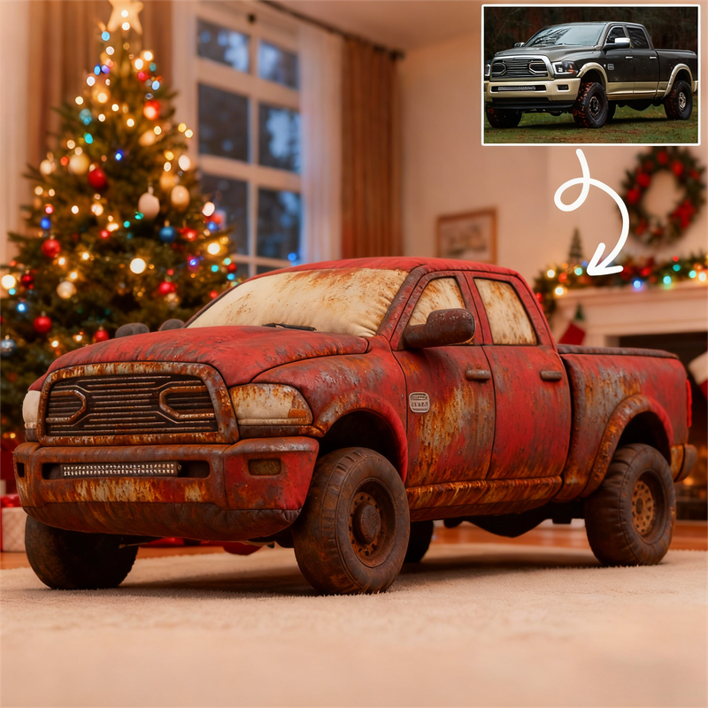 Custom Rusty Car Photo Cushion – Personalized Vintage Auto Pillow for Classic Car Fans