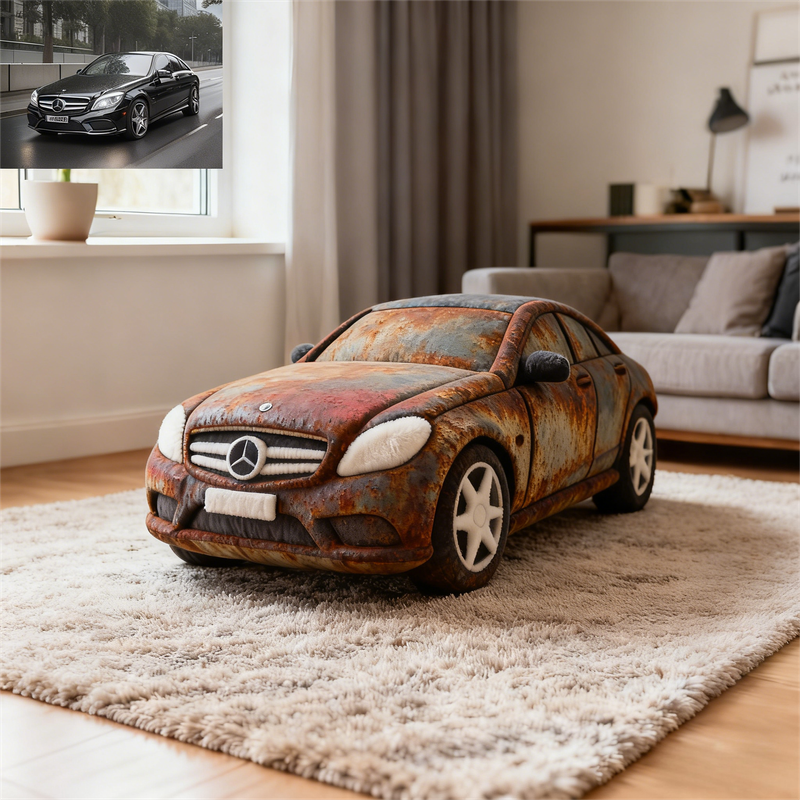 Custom Rusty Car Photo Cushion – Personalized Vintage Auto Pillow for Classic Car Fans