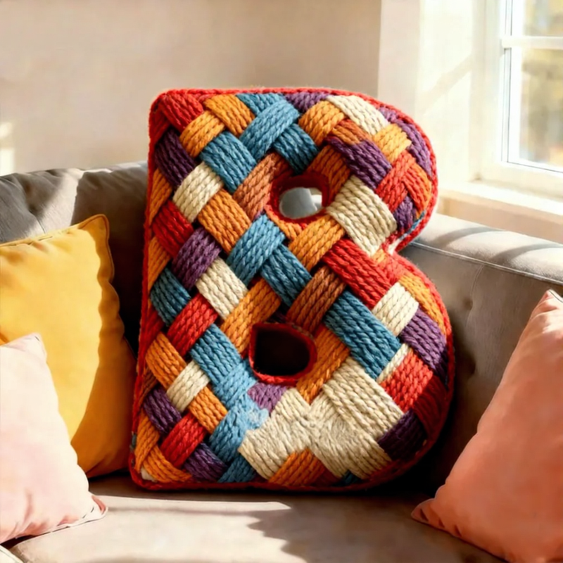 Personalized Woven Style Pillow with Custom Name 3D Graphic Print Unique Cushion Gifts