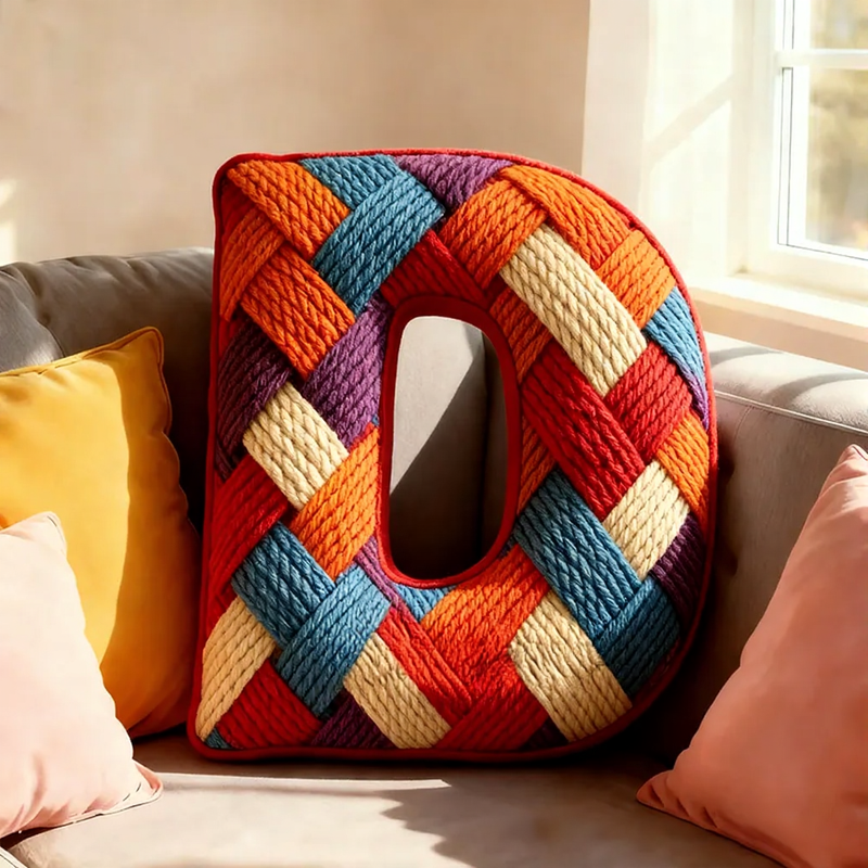 Personalized Woven Style Pillow with Custom Name 3D Graphic Print Unique Cushion Gifts