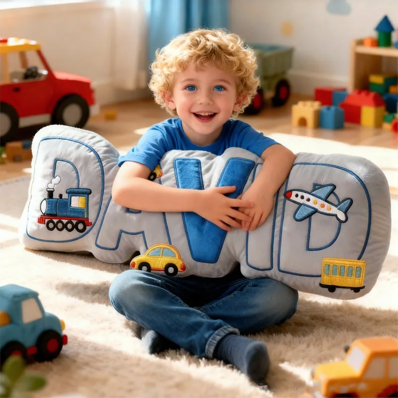 Personalized Vehicle Themed Cushion for Boys with Name Christmas Gift for Kids