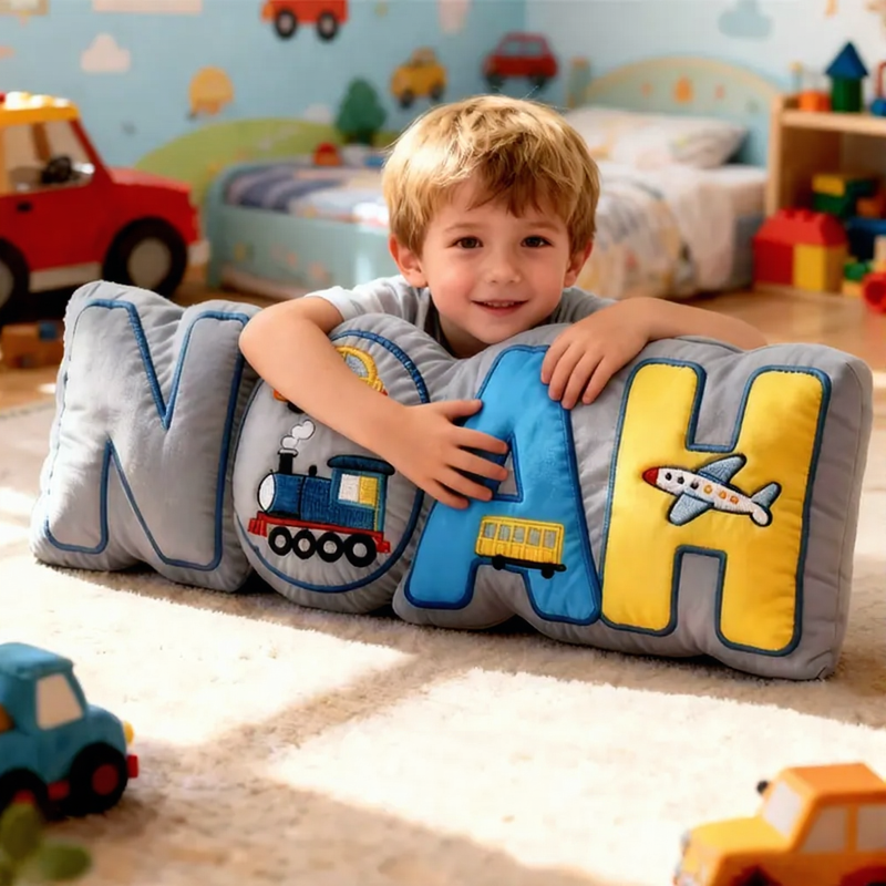 Personalized Vehicle Themed Cushion for Boys with Name Christmas Gift for Kids