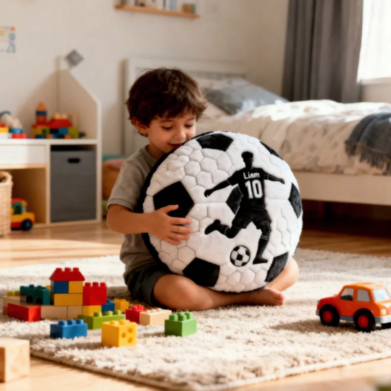 Personalized Soccer Pillow with Custom Name and Player Silhouette for Kids and Fans