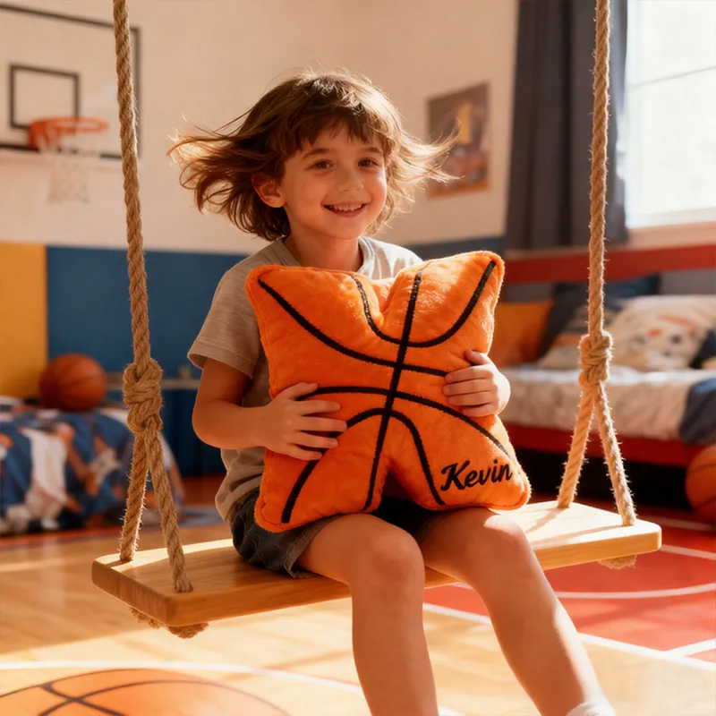Personalized Graphic3DPrint Basketball Letter Shaped Pillow with Custom Name for Sports Fans