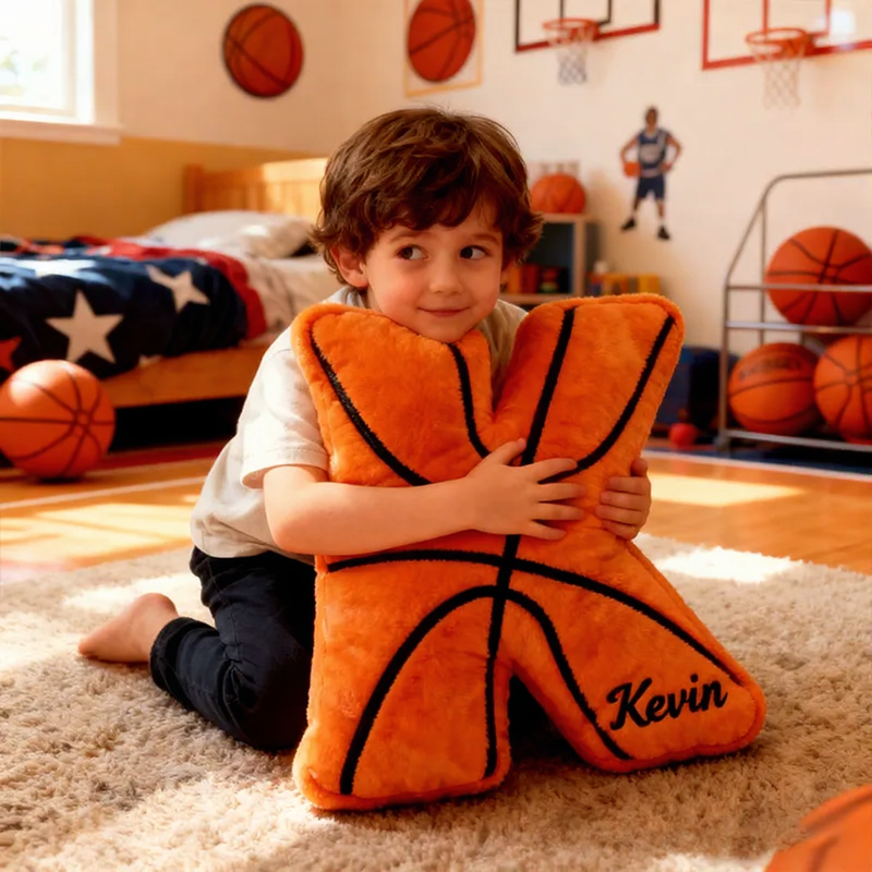 Personalized Graphic3DPrint Basketball Letter Shaped Pillow with Custom Name for Sports Fans