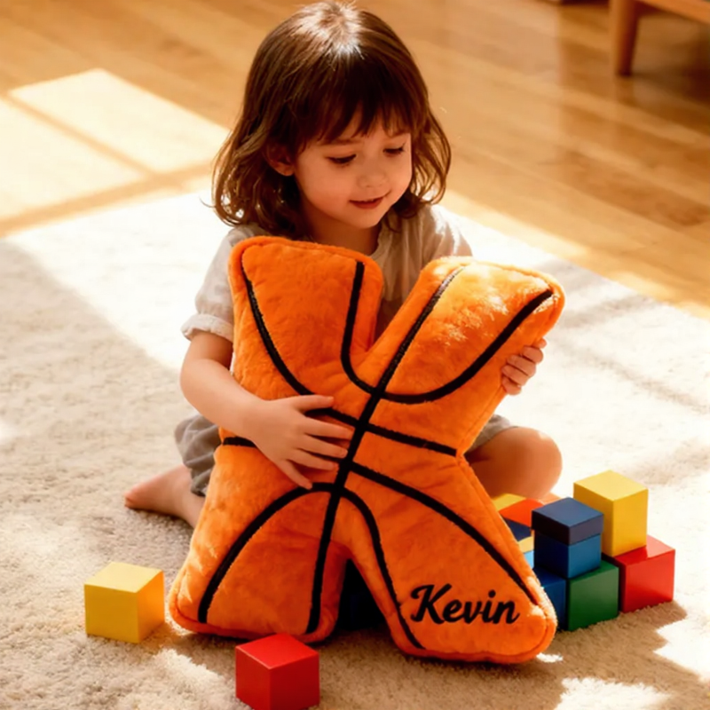 Personalized Graphic3DPrint Basketball Letter Shaped Pillow with Custom Name for Sports Fans